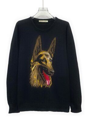 J30827 Balenciaga black wolf head intarsia wool knitted sweater 36 S size